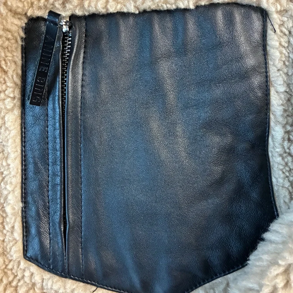 Anine Bing Ryder Leather-Trim Jacket Size S - Picture 3 of 5